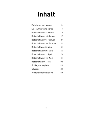 Botschaften 2016 (I) Inhaltsverzeichnis